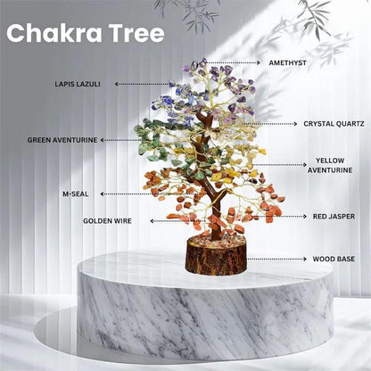 001 7 Chakra Natural Gemstone Crystal Tree
