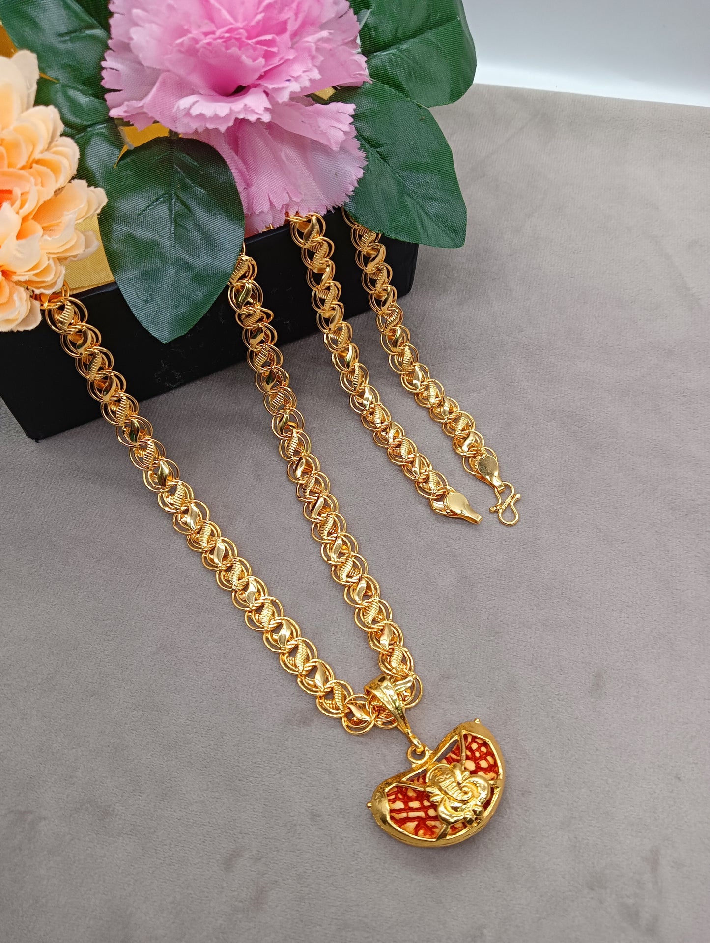 Luxurious Men's Gold Plated Pendant With Chain pack of  2