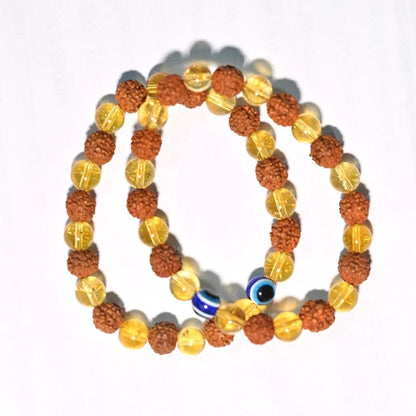 Original Rudraksha Citrine Crystal Bracelet (Pack of 2)