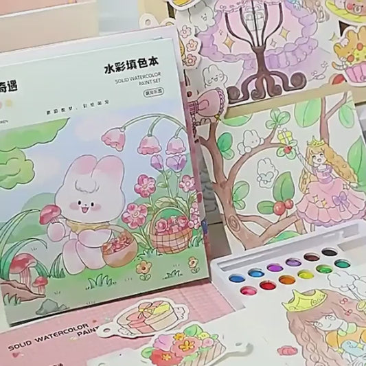 Cartoon Art Coloring Painting Set for Kid's